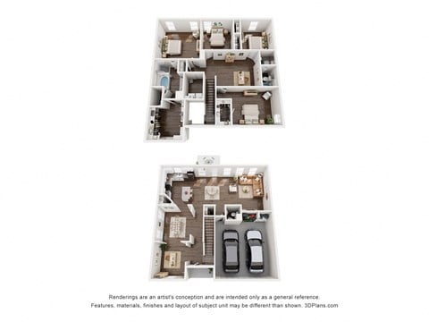 Floor plan for 4 beds, 2.5 baths, 2522 sqft